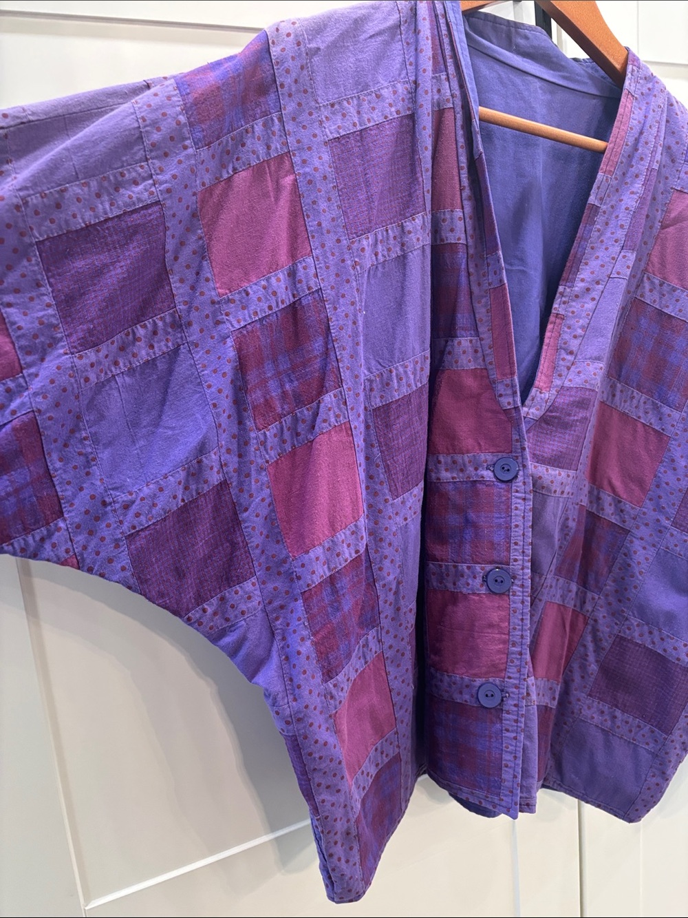 Purple Patchwork Button-Front Jacket - Picture 3 of 7
